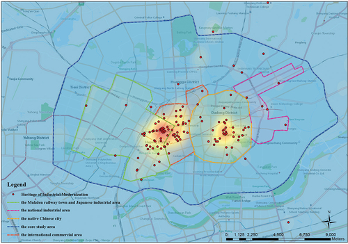 Figure 8. Distribution of the 132 heritage sites.