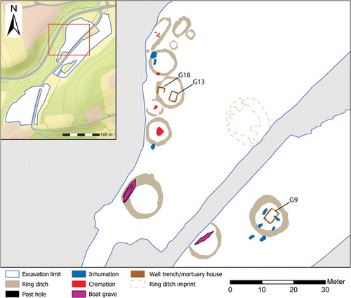 Fig 3 Plan of the cemetery excavated at Skeiet in 2019 and 2020. Illustration by Kristoffer Rantala, © NTNU University Museum.