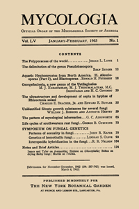 Cover image for Mycologia, Volume 55, Issue 1, 1963