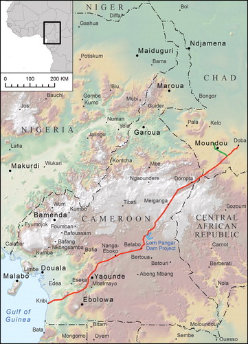 Figure 1 Map of Chad–Cameroon Oil Pipeline. Source: Author.