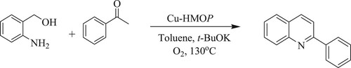 Scheme 78. Cu-mesoporous organic nano-rod for Friedlander quinoline synthesis.