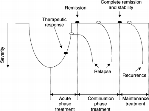 Figure 2.  Phases of disease and treatment (adapted version, original from Kupfer (Citation1991)).