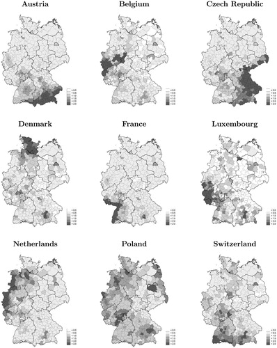 Figure 1. Representation of workers from German neighbouring countries.