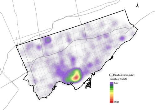 Figure 8. Distribution of tweets in Toronto, Canada.