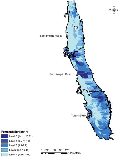 Figure 12. Distribution of permeability in CV aquifer.