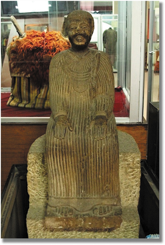 Figure 5. The ‘Queen of Yeha,’ from the archeological site of Hawelti, is the largest and best preserved of the statues found at Yeha dating to c. 500 bce. The identity of the statue remains a mystery, yet her stature conveys a distinctly regal, if not divine poise. (The National Museum of Ethiopia).