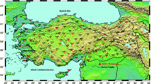 Figure 2. Distribution and fault lines of the CORS-TR stations.