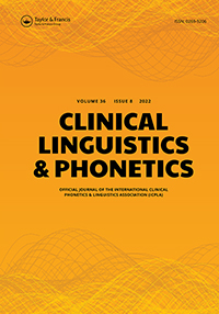 Cover image for Clinical Linguistics & Phonetics, Volume 36, Issue 8, 2022