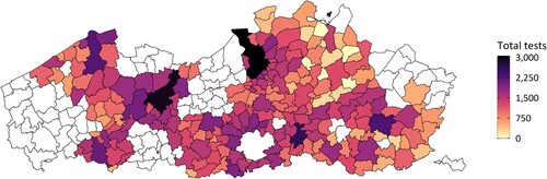 Figure 1. Visual overview of effectuated tests in Flanders, Belgium.