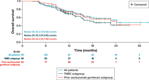 Figure 3 Overall Survival on Eribulin Following Immuno-Oncology or Antibody–Drug Conjugate Therapy.