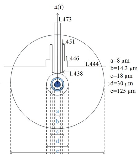 Figure 2. Cross section and refractive index distribution of FMF.