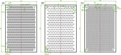 Figure 3. The patterns of the holes and slots. (a) VS. (b) HS. (c) CH