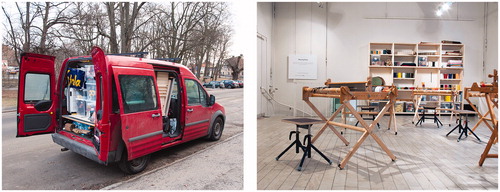 Figure 4 Weaving Kiosk packed and unpacked in Stockholm, February 2017. Photo by Martin Born.