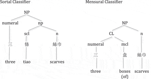 Figure 1. Sortal versus Mensural Classifier Distinction