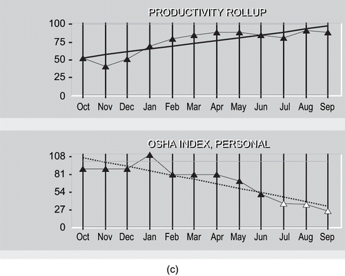 FIGURE 2c. The figure depicts the productivity and safety measures first year performance trends for an organization.