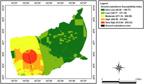 Figure 7. Constructed ground subsidence susceptibility map of study area.