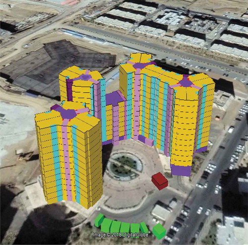 Figure 10. A 3D model of the case study in ArcScene