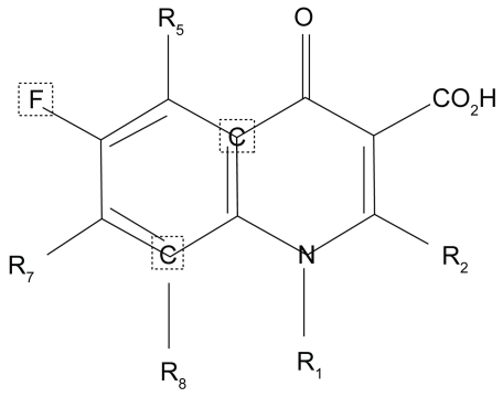 Figure 1 Basic 4-quinolone structure (adapted from CitationDomagala 1994).