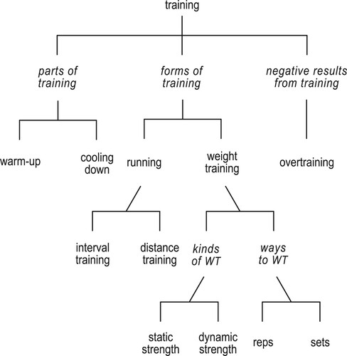 Figure 2. A multi-dimensional semantic hierarchy for concepts relating to sports.