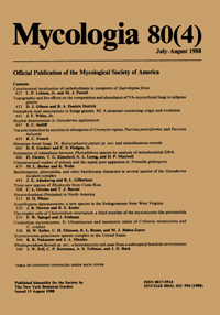 Cover image for Mycologia, Volume 80, Issue 4, 1988