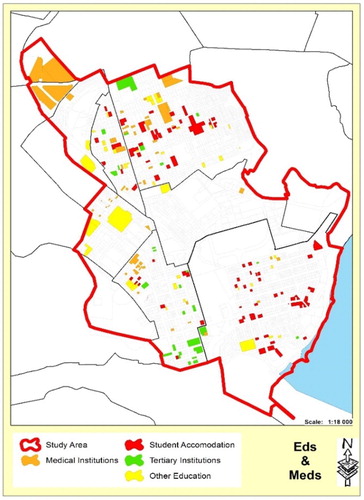 Figure 4. Eds and Meds in the city centre.Note: We would like to thank Dean Peters for generating these charts for the Ford report.