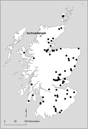 Figure 7. Location map of henge monuments in Scotland recorded in the NRHE (contains OS data © Crown copyright and database rights 2022).