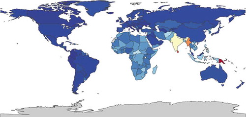 Figure 4. Deaths per 100,000 patients with asthma, both sexes, all ages 2015 (https://vizhub.healthdata.org/gbd-compare/)