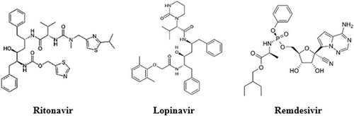 Figure 4 Molecular structure of ritonavir, lopinavir and remdesivir.