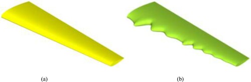 Figure 1. Comparison of the geometries for the two airfoils: (a) The smooth airfoil; (b) The wavy airfoil.