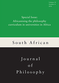 Cover image for South African Journal of Philosophy, Volume 35, Issue 4, 2016