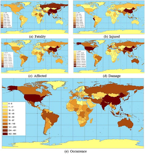 Figure 3. A spatial view of natural disaster impacts by country, 1900–2015. Source: Author