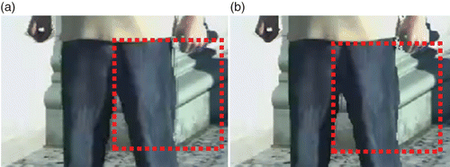 Figure 7. View synthesis results from (a) VSRS 3.5 and (b) depth-gradient-based view synthesis.