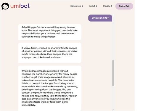 Figure 5. Example of content for perpetrators.