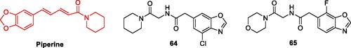 Figure 13. The chemical structure of piperine and its derivatives 64–65.