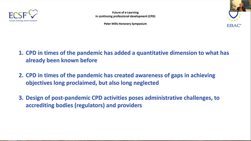 Figure 11. Some effects of the Covid-19 pandemic on CPD activities.
