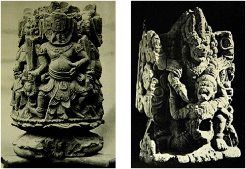 Figure 5. (a) Arca Śiwa Bhairawa and (b) Narasimha (Stutterheim, Citation1935).
