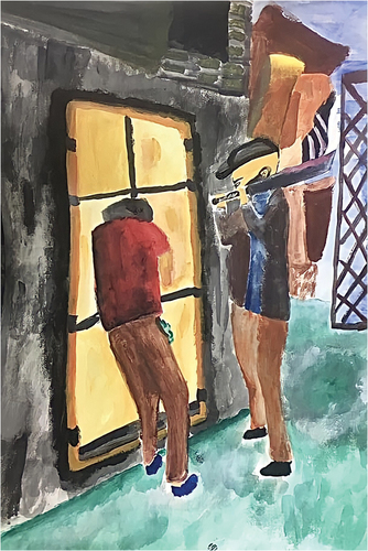 Figure 6a Student I. Wang atau Nyawa (Money or your life). 2019. Acrylic on paper. 42 × 59.4 cm.