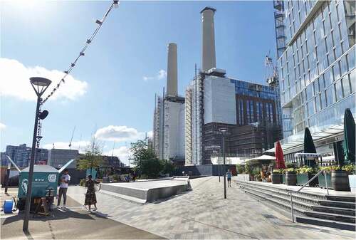Figure 14. Public spaces beginning to emerge around Battersea Power Station will eventually link into the linear park.