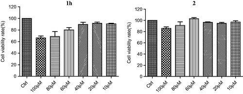 Figure 2. Cell viability of compounds 1h and 2.