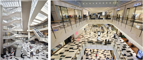 Figure 2. Atria & Void space of IFC mall in Yeouido: north atrium (left); circulation bridge (right).