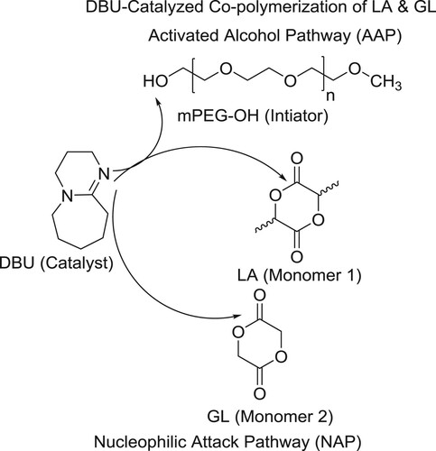 Scheme 140. Synthesis of biodegradable aliphatic polyesters, such as poly(lactic-co-glycolic acid) (PLGA).