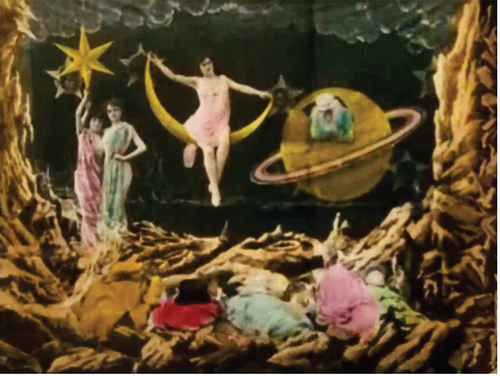 Figure 10. Phoebe/Phoebus in the scene entitled ‘The Dream (the Bodies, the Great Bear, Phoebus, the Twin Stars, Saturn)’ in Le voyage dans la Lune by Georges Melies (1902).