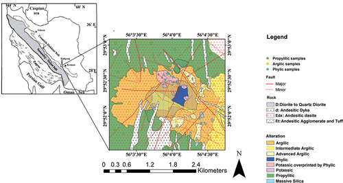 Figure 1. Geological map of Kuhpanj copper mine (Tabatabaei et al, , Citation2015).