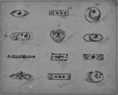 FIGURE 4 Firm of Fabergé drawings of brooches, ca. 1909–1915.