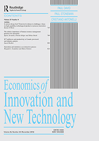 Cover image for Economics of Innovation and New Technology, Volume 25, Issue 8, 2016
