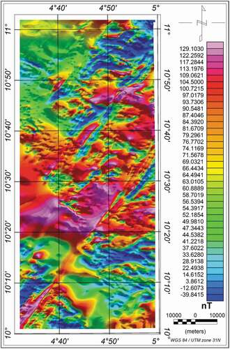 Figure 3. Reduced to equator magnetic map