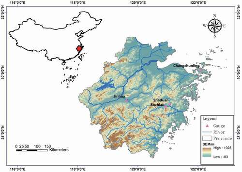 Figure 2. Location map of the study area and the streamflow gauge stations