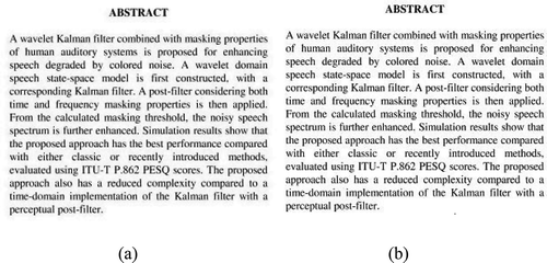 FIGURE 5 Effects of wavelet domain filters: (a) original image (b) filtered image.