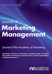 Cover image for Journal of Marketing Management, Volume 36, Issue 5-6, 2020