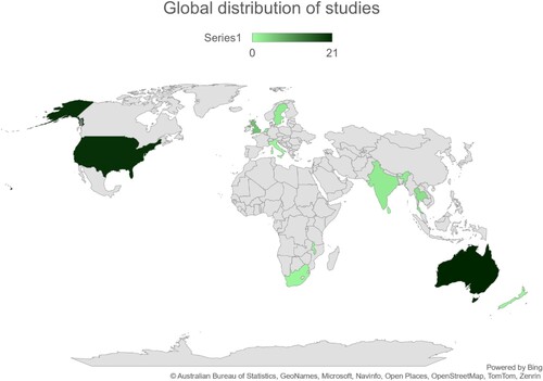 Figure 2. Global distribution of studies.